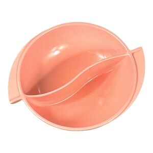 Vintage Pink Melamine Boonton Ware Divided Bowl w/Handles  8" x 10" x 2.5" 1950s